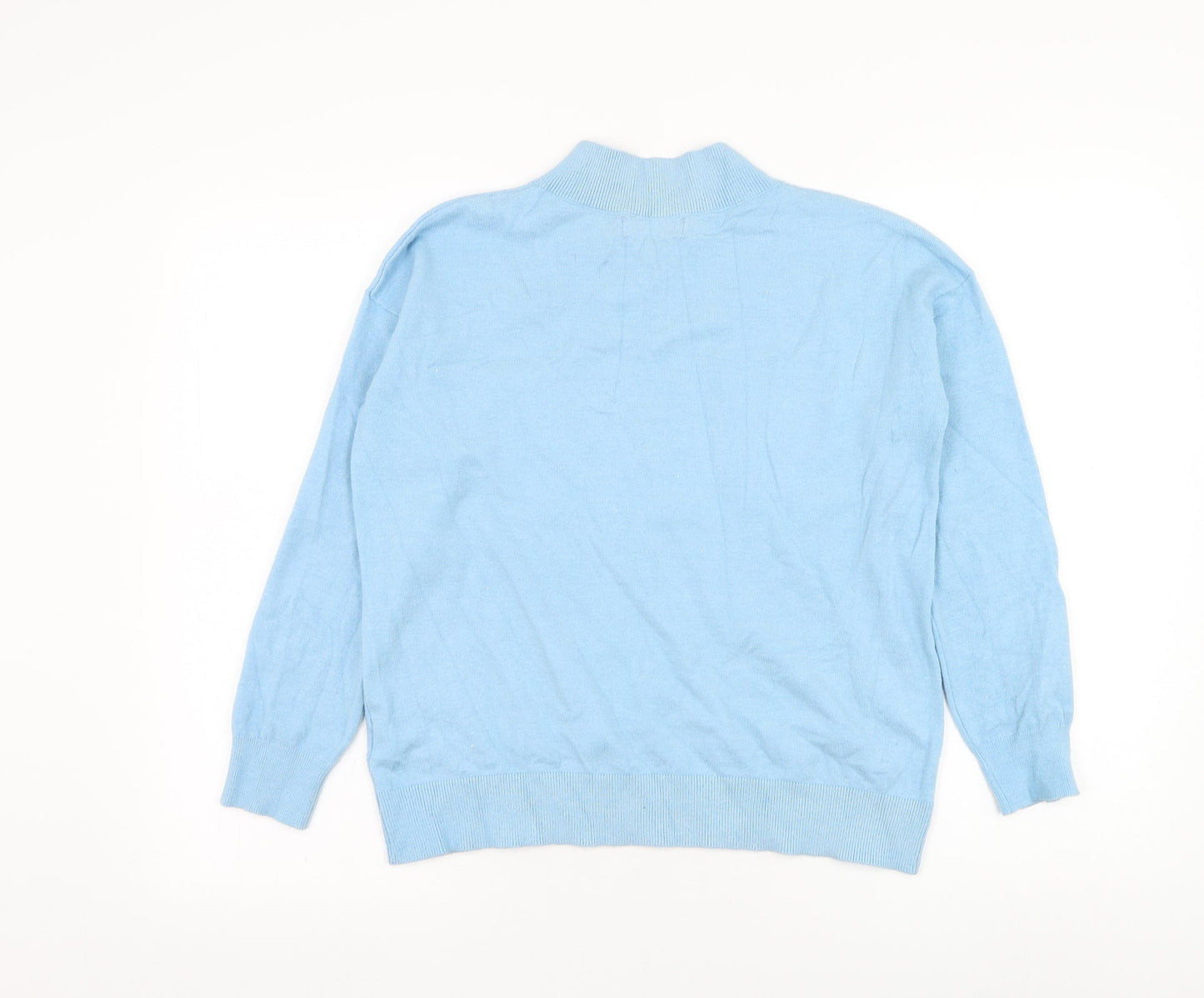 Marks and Spencer Womens Blue V-Neck  Viscose Pullover Jumper Size S
