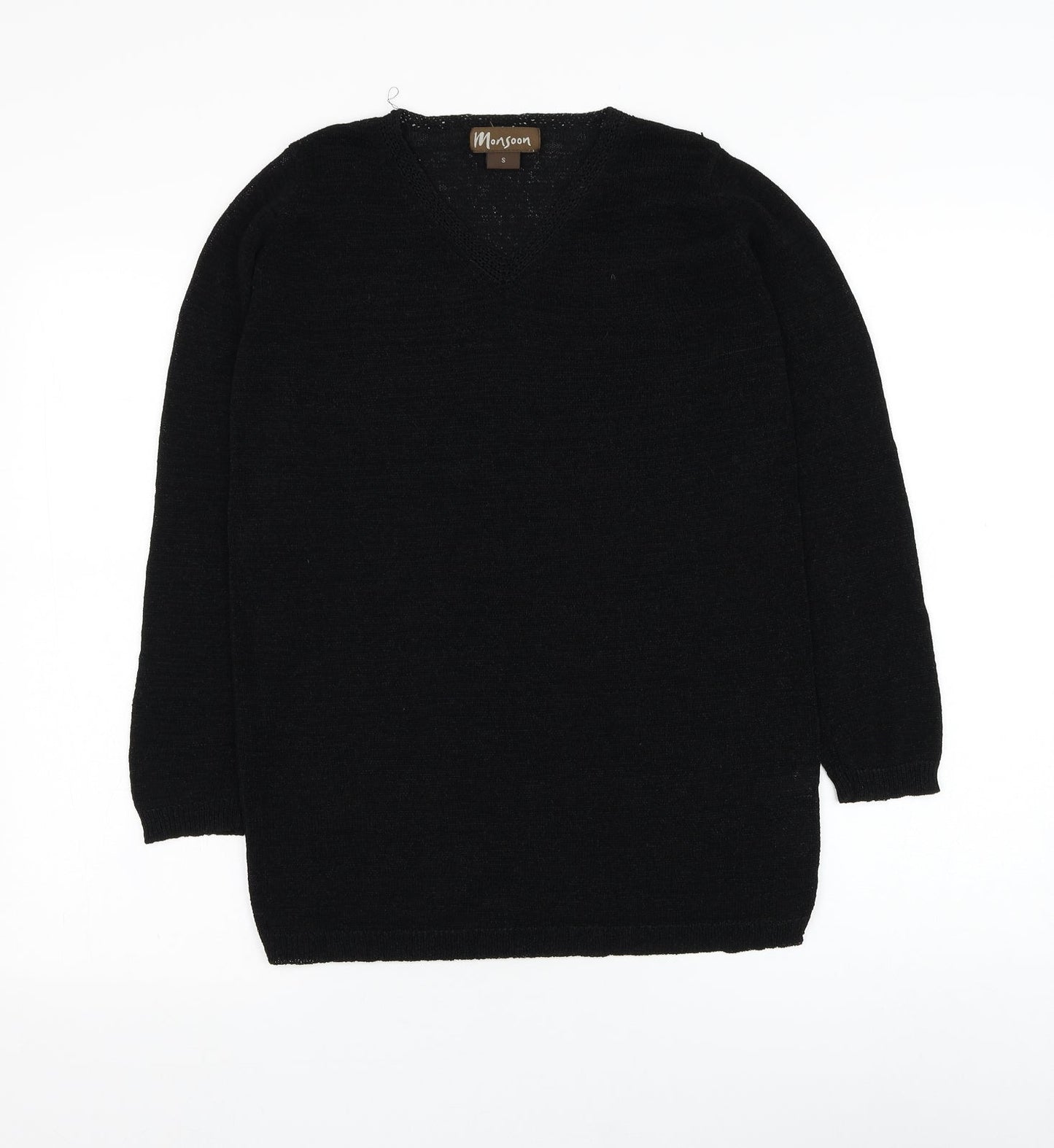 Monsoon Womens Black Round Neck  Viscose Pullover Jumper Size S
