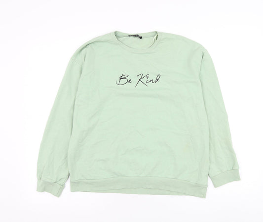 Select Womens Green  Cotton Pullover Sweatshirt Size M  Pullover - Be Kind