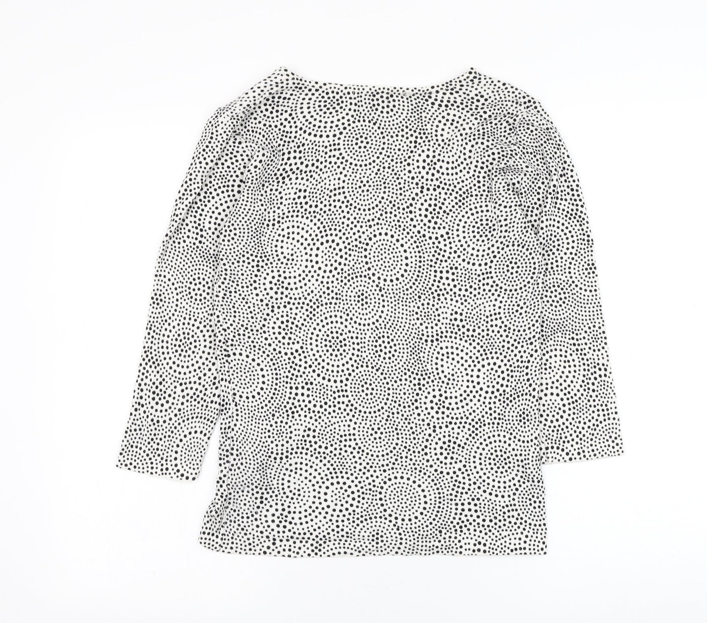 Papaya Womens White V-Neck Geometric Viscose Pullover Jumper Size 12