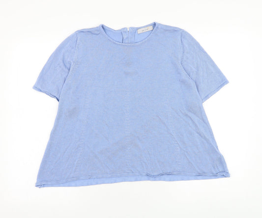 Marks and Spencer Womens Blue Round Neck  Viscose Pullover Jumper Size 14