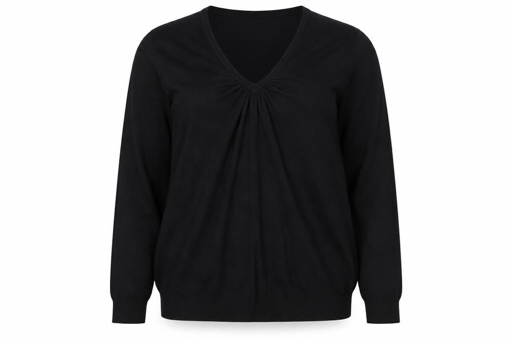 Marks & Spencer Womens Black V-Neck  Viscose Pullover Jumper Size 14