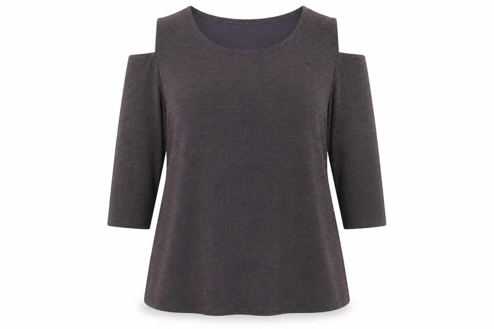 Styled By Womens Purple  Nylon Basic Blouse Size XL Round Neck