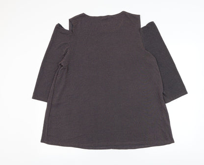 Styled By Womens Purple  Nylon Basic Blouse Size XL Round Neck