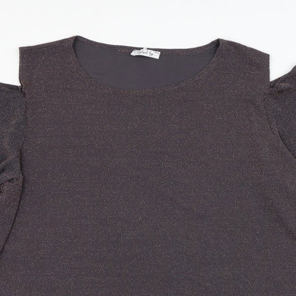 Styled By Womens Purple  Nylon Basic Blouse Size XL Round Neck