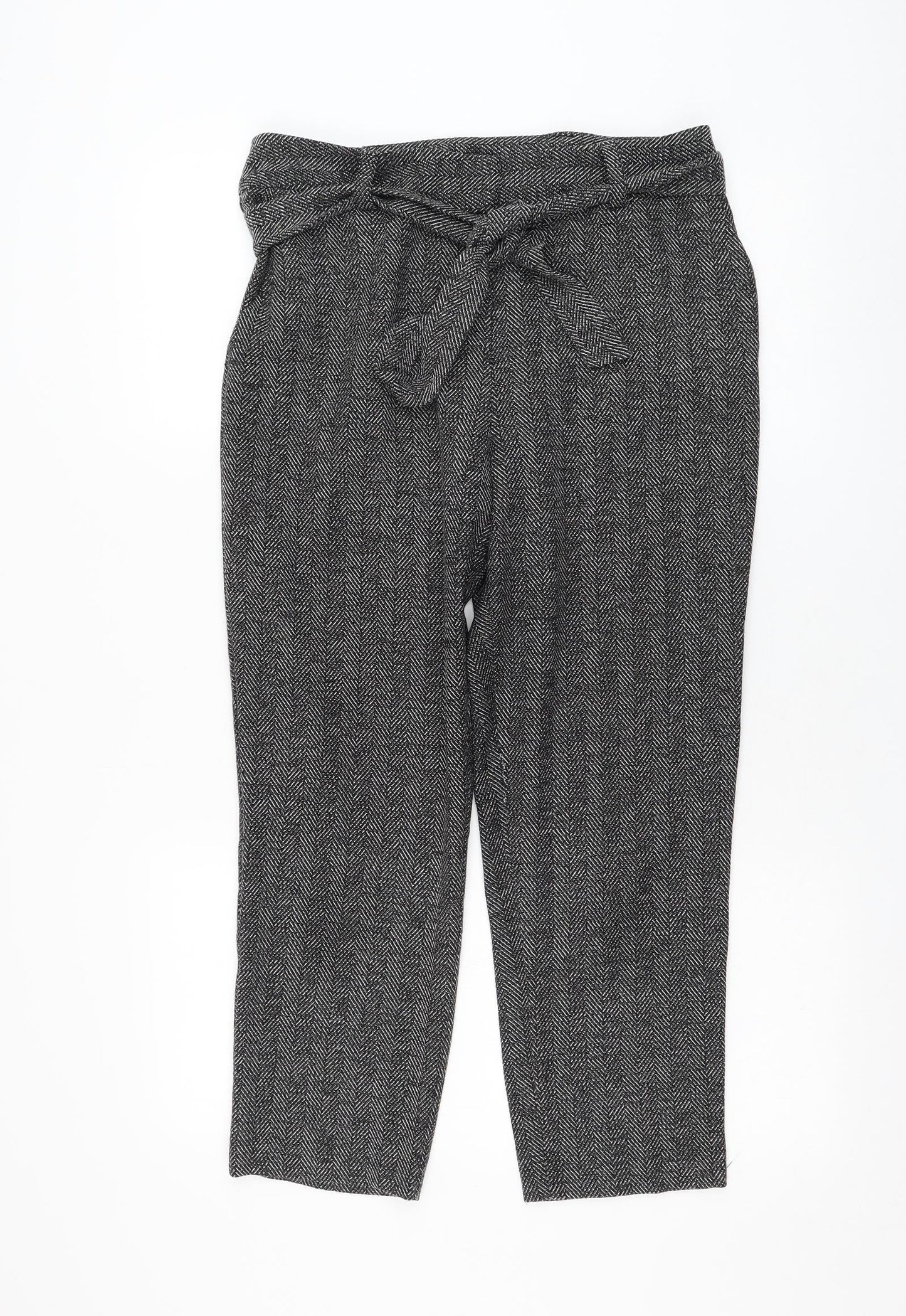Dorothy Perkins Womens Grey  Polyester Cropped Trousers Size 10 L32 in Regular Zip