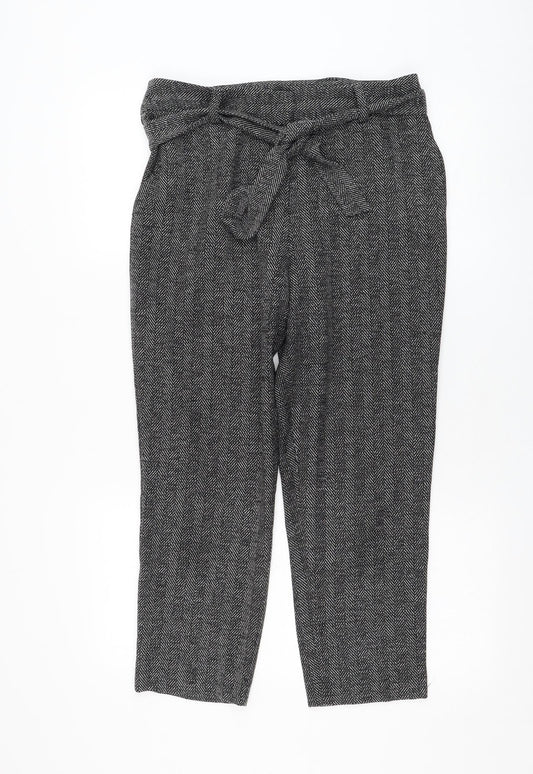 Dorothy Perkins Womens Grey  Polyester Cropped Trousers Size 10 L32 in Regular Zip