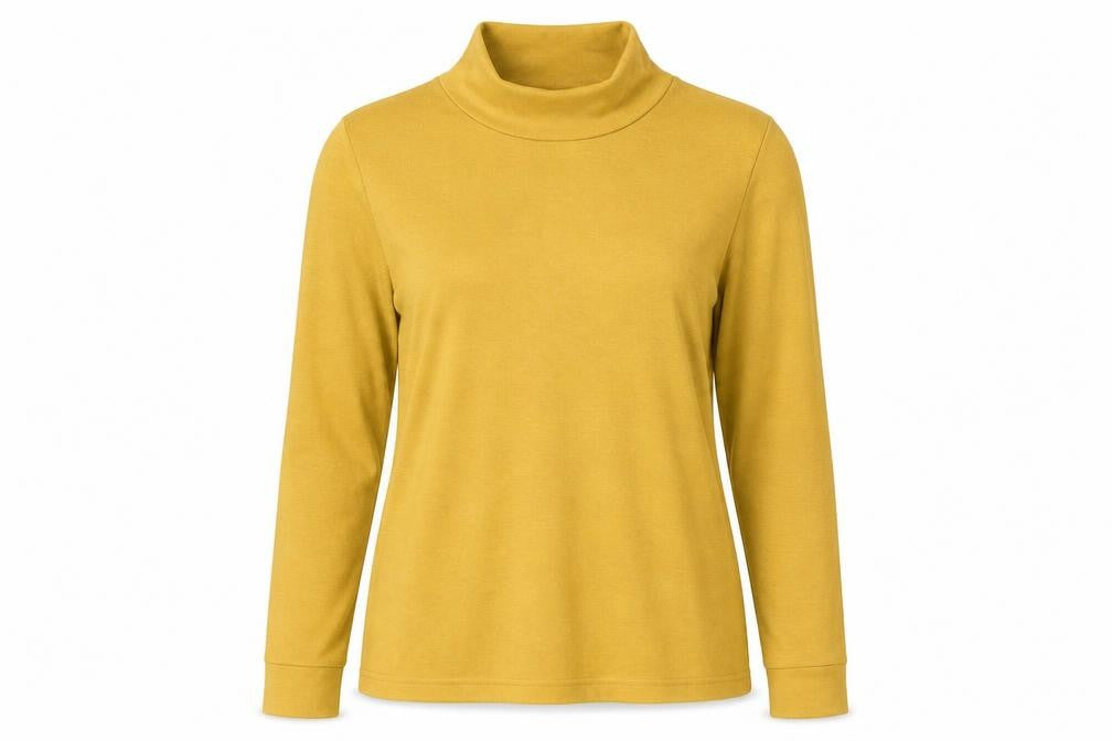 Afibel Womens Yellow Mock Neck  Acrylic Pullover Jumper Size 10