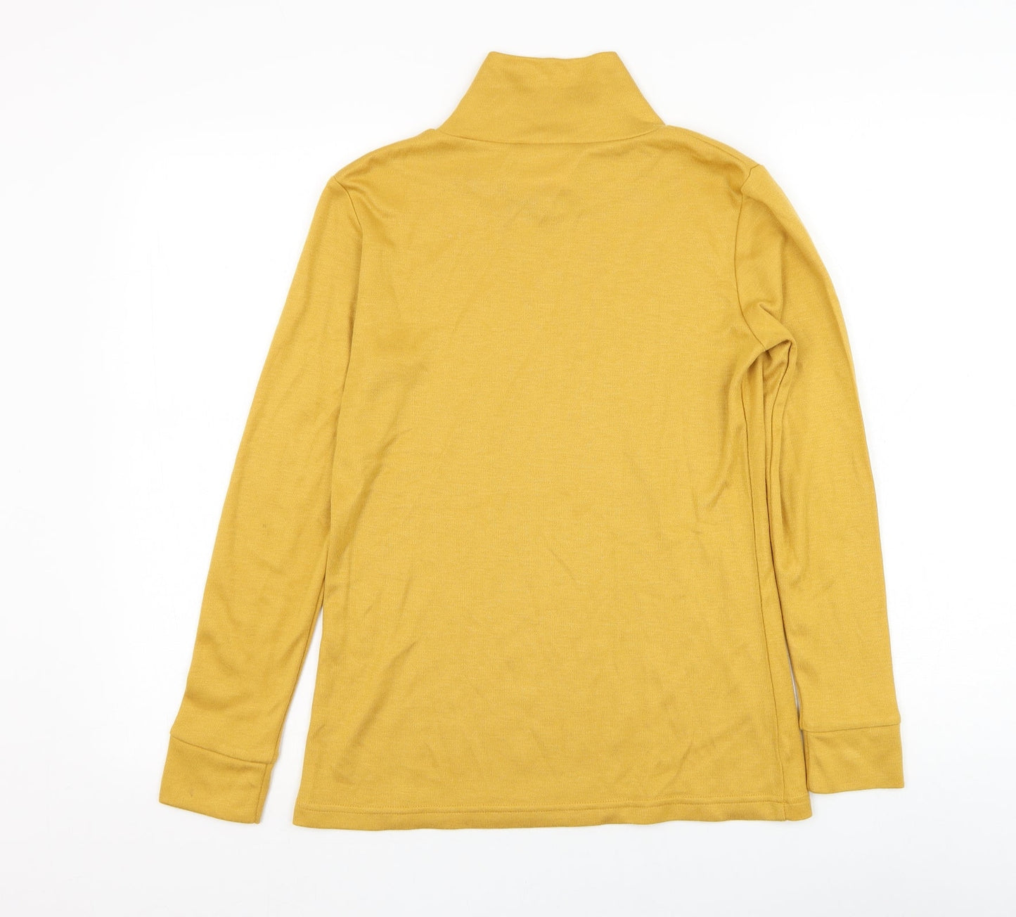 Afibel Womens Yellow Mock Neck  Acrylic Pullover Jumper Size 10