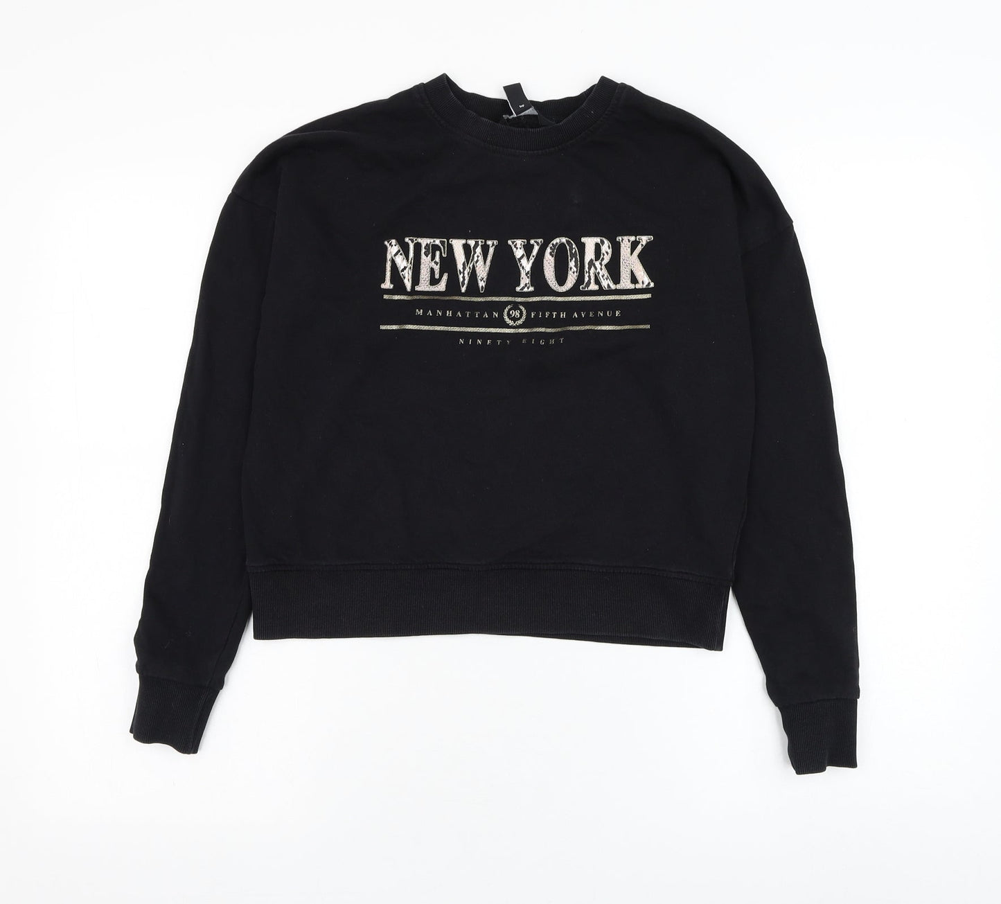 New Look Womens Black  Cotton Pullover Sweatshirt Size 8  Pullover - New York