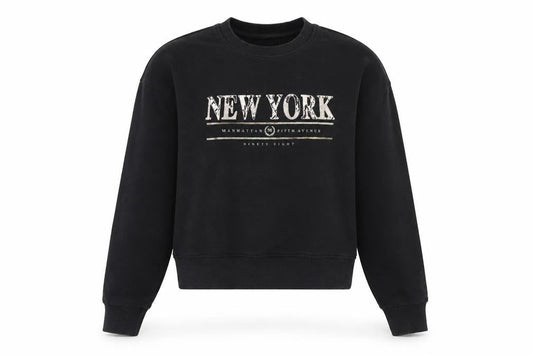 New Look Womens Black  Cotton Pullover Sweatshirt Size 8  Pullover - New York