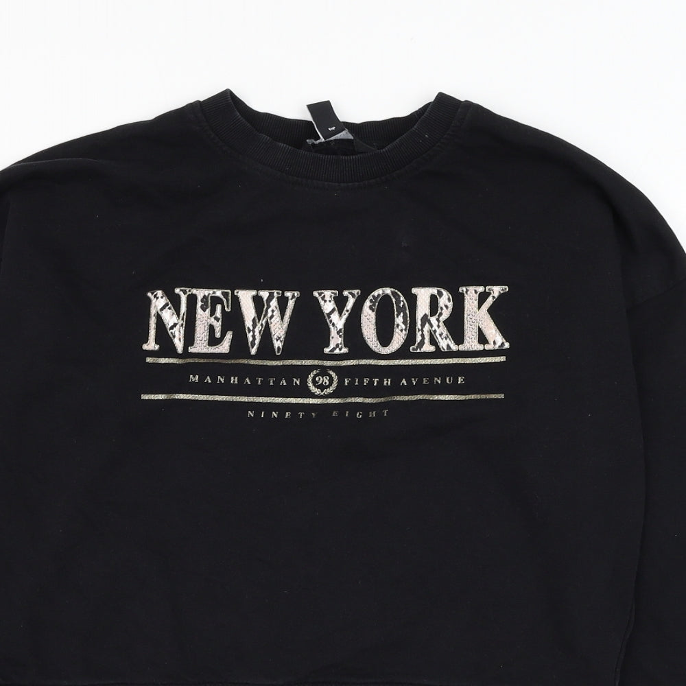 New Look Womens Black  Cotton Pullover Sweatshirt Size 8  Pullover - New York