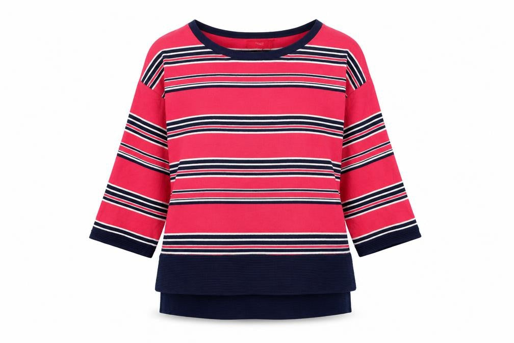 NEXT Womens Pink Round Neck Striped Cotton Pullover Jumper Size 8