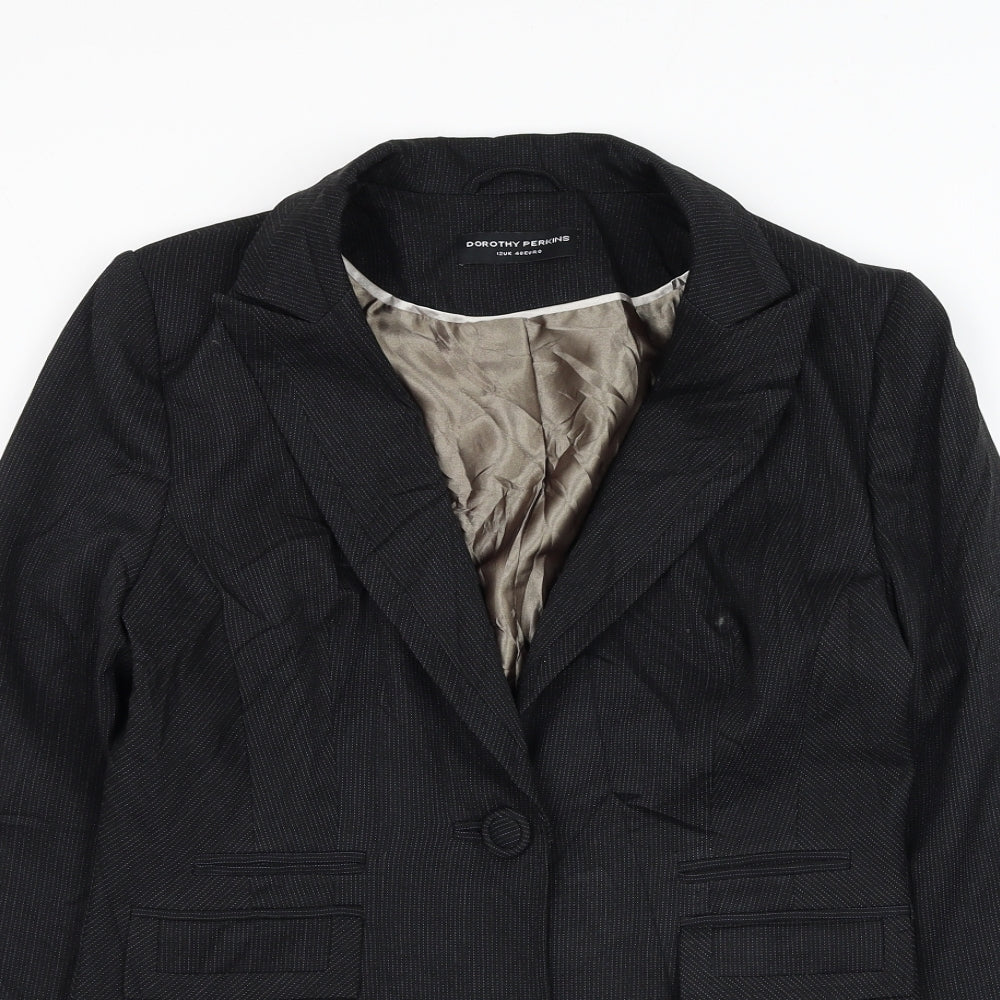 Dorothy Perkins Womens Black   Jacket Blazer Size 12  Button