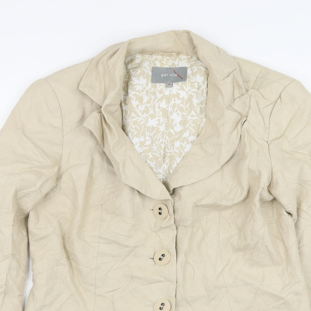 Marks and Spencer Womens Beige   Jacket Blazer Size 10  Button