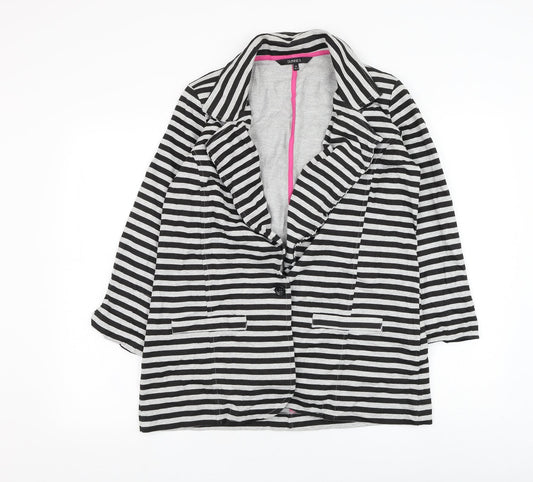 Dunnes Stores Womens Grey Striped  Jacket Blazer Size 14  Button