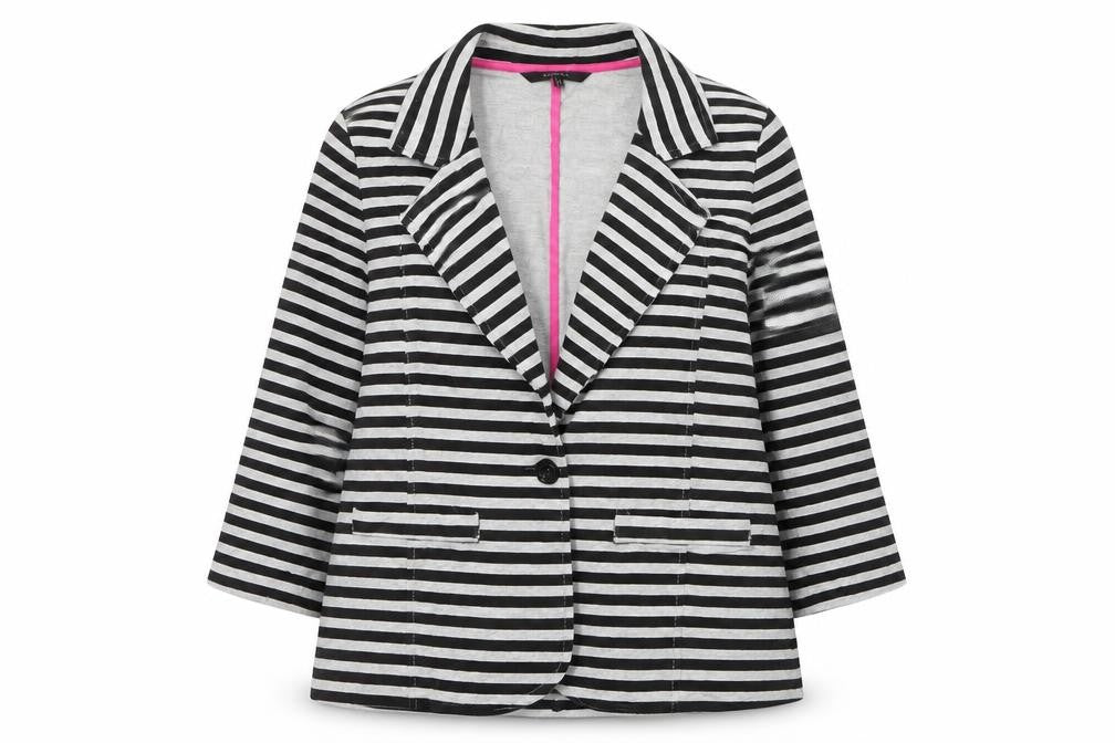 Dunnes Stores Womens Grey Striped  Jacket Blazer Size 14  Button