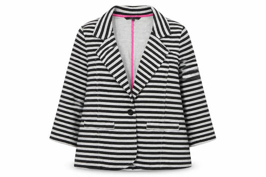 Dunnes Womens Grey Striped  Jacket Blazer Size 14  Button