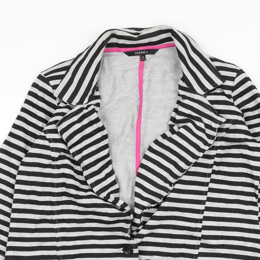 Dunnes Stores Womens Grey Striped  Jacket Blazer Size 14  Button
