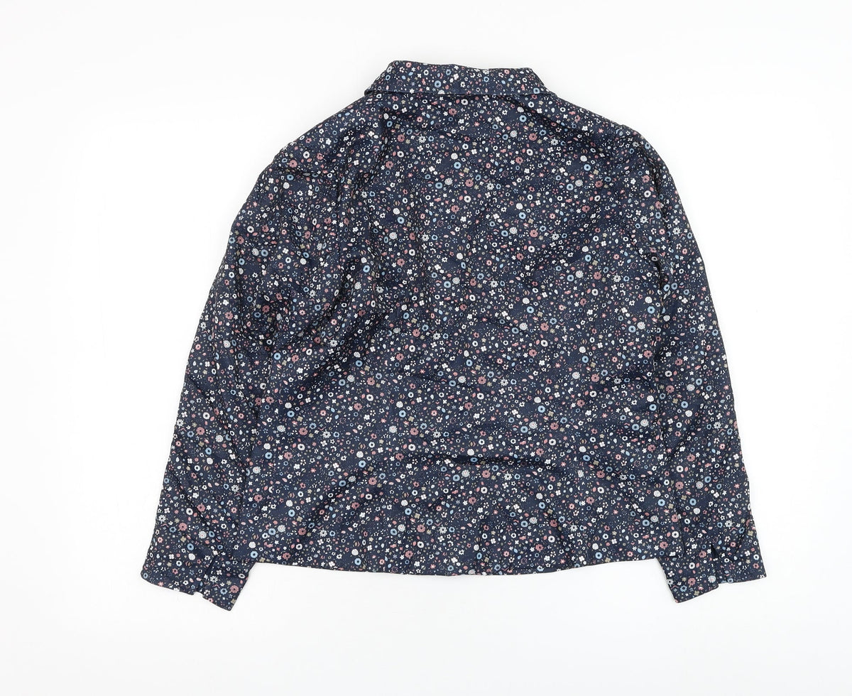 Preworn Womens Blue Floral  Jacket Blazer Size S  Button