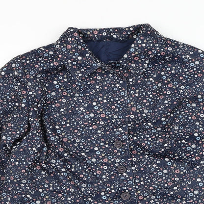 Preworn Womens Blue Floral  Jacket Blazer Size S  Button