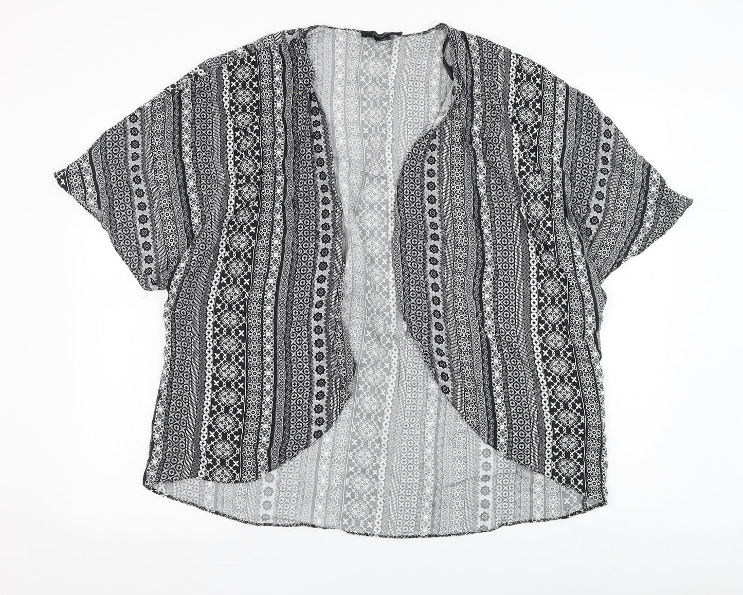 Atmosphere Womens Black Square Neck Geometric Viscose Cardigan Jumper Size 14