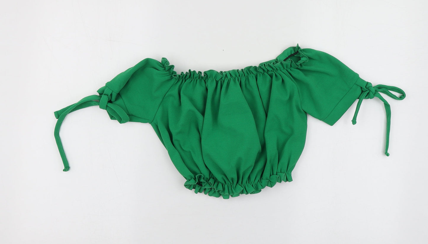 New Look Womens Green  Polyester Basic T-Shirt Size 8 Square Neck