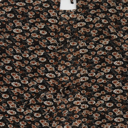 Boohoo Womens Brown Geometric Polyester Basic Blouse Size 8 Round Neck