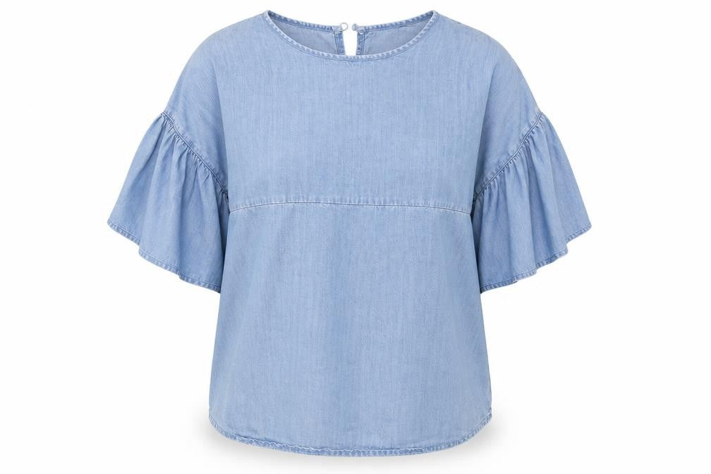 Very Womens Blue Lyocell Basic Blouse Size 10 Round Neck