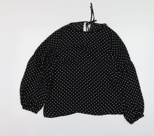Dorothy Perkins Womens Black Polka Dot Polyester Basic Blouse Size 10 Round Neck
