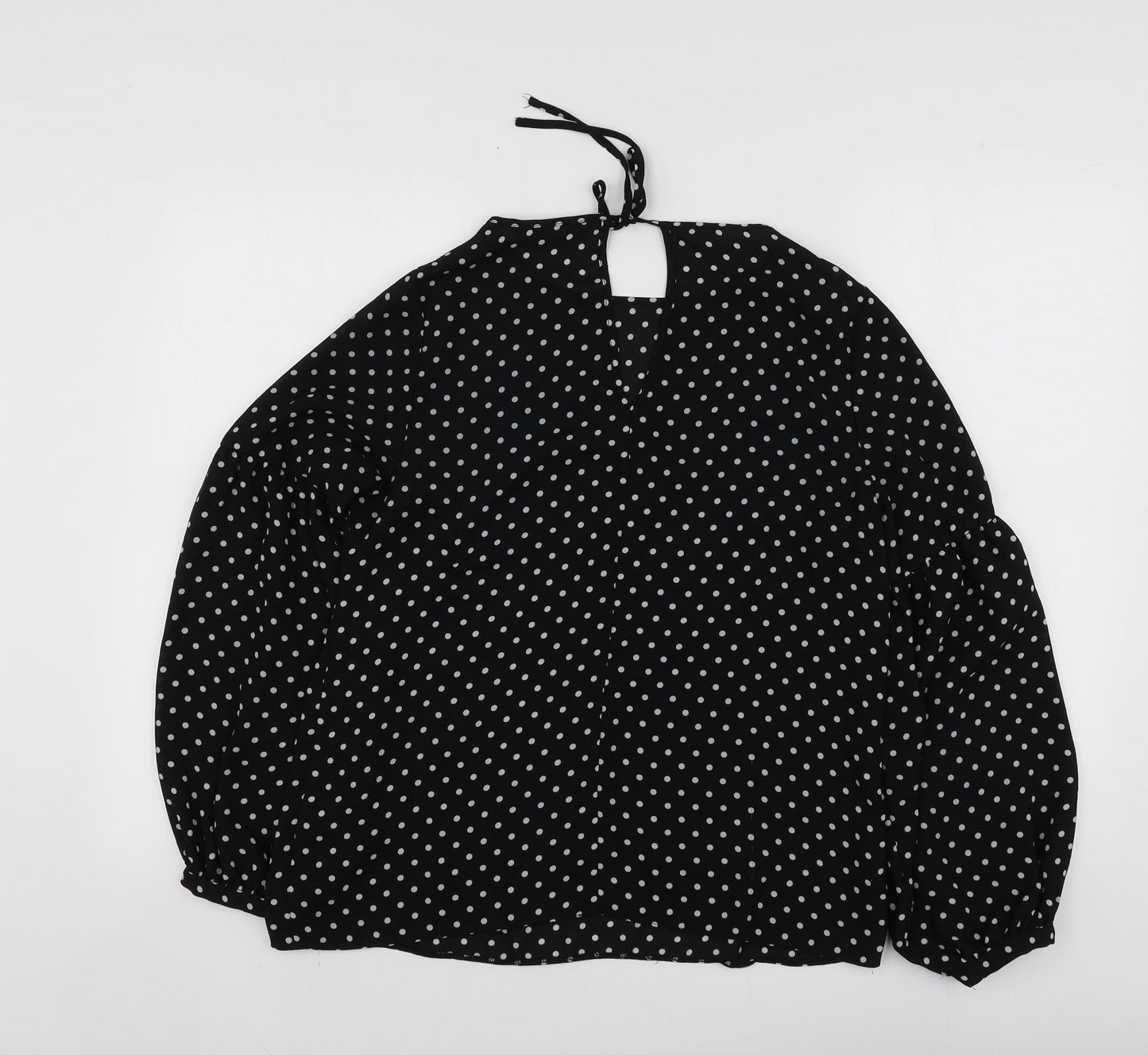 Dorothy Perkins Womens Black Polka Dot Polyester Basic Blouse Size 10 Round Neck