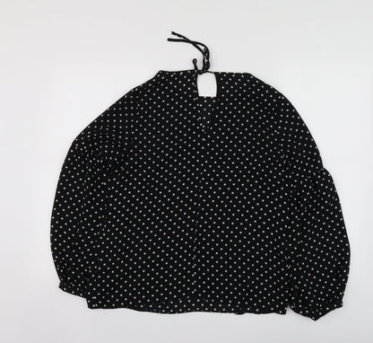 Dorothy Perkins Womens Black Polka Dot Polyester Basic Blouse Size 10 Round Neck