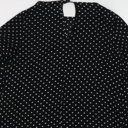 Dorothy Perkins Womens Black Polka Dot Polyester Basic Blouse Size 10 Round Neck