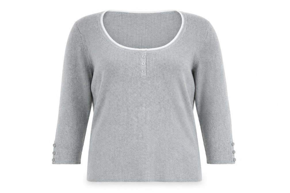 Papaya Womens Grey Round Neck  Cotton Pullover Jumper Size 16
