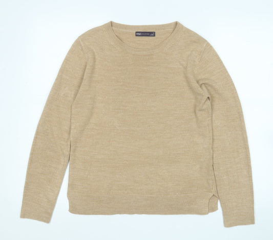 Marks and Spencer Womens Brown Round Neck  Acrylic Pullover Jumper Size 10