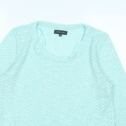 Preloved New Look Womens Blue Round Neck  Polyester Pullover Jumper Size 14 - Detail
