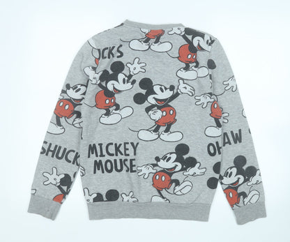 Preloved Primark Womens Grey Geometric Cotton Pullover Sweatshirt Size 4   - Mickey Mouse - Back