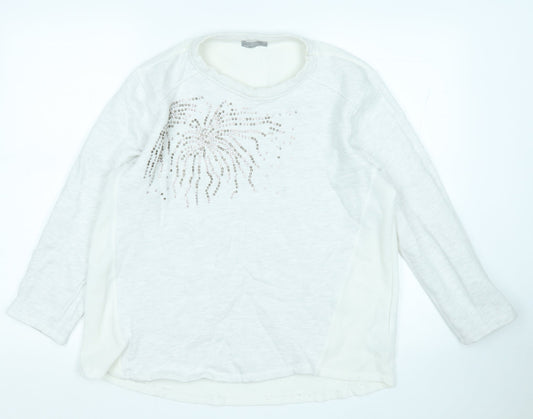 Zara Womens Grey Round Neck  Cotton Pullover Jumper Size M