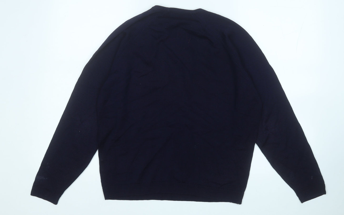 equorian Womens Blue Round Neck  Acrylic Pullover Jumper Size M
