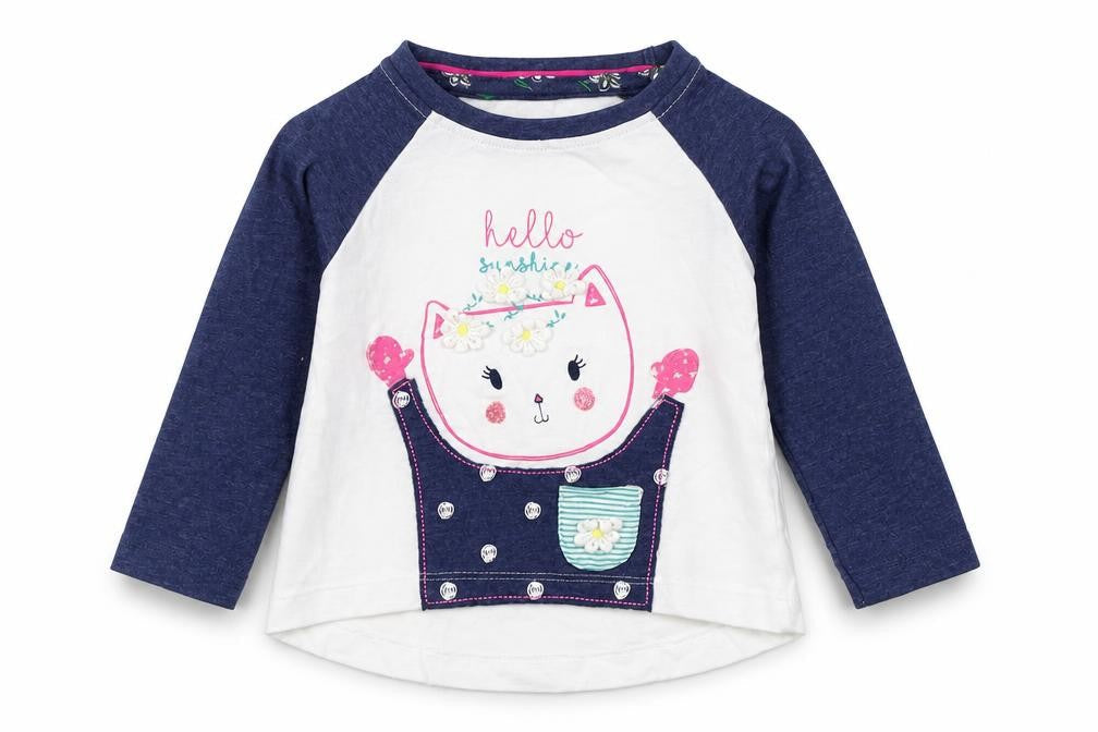 Dunnes Stores Girls White  Cotton Basic T-Shirt Size 6-9 Months Round Neck Pullover