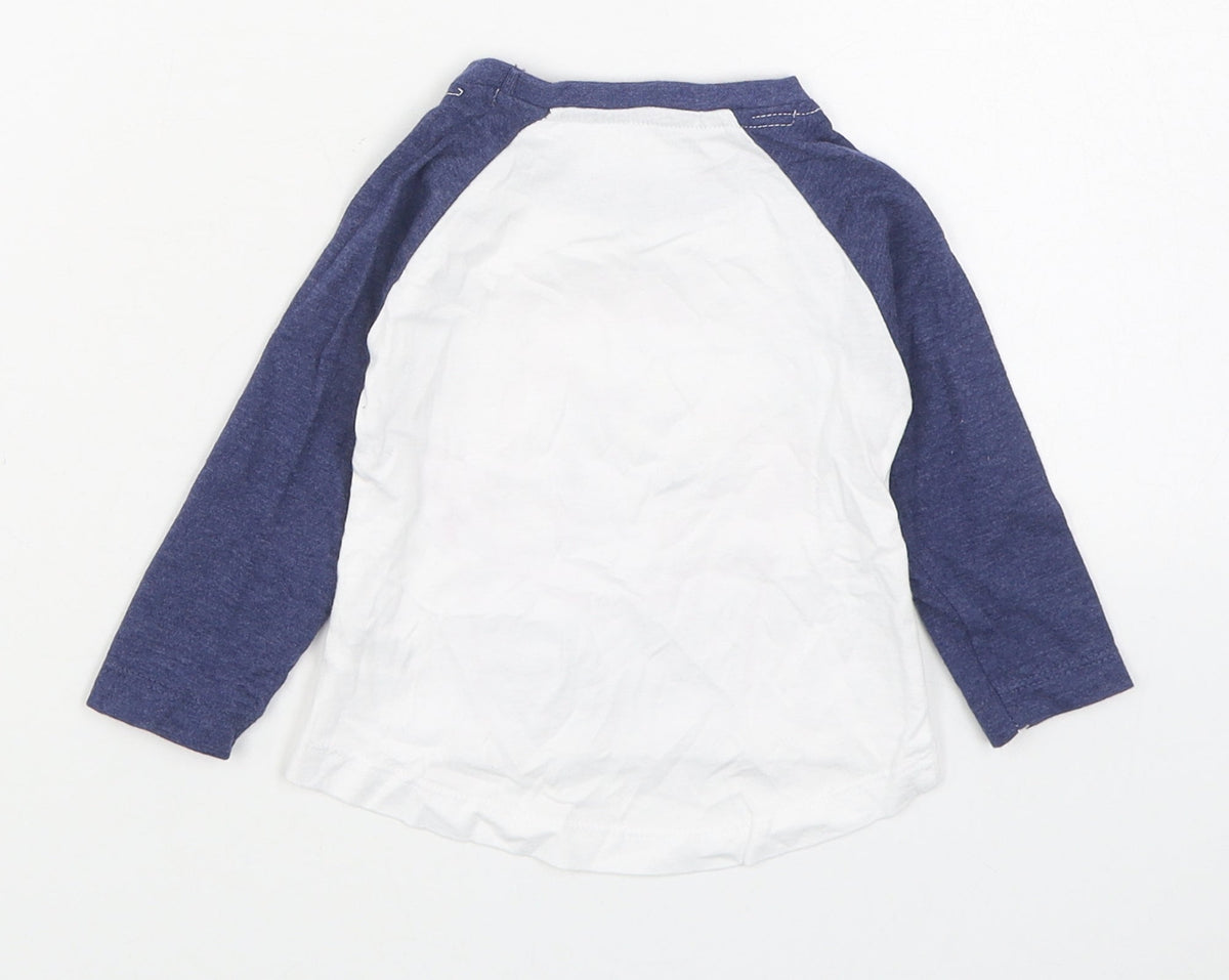Dunnes Stores Girls White  Cotton Basic T-Shirt Size 6-9 Months Round Neck Pullover