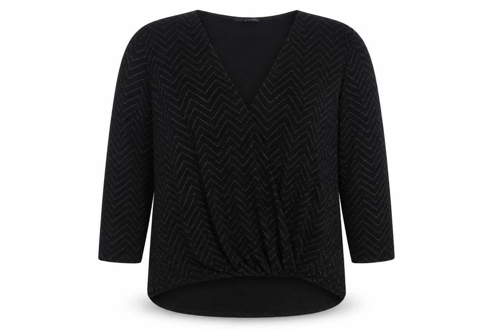 Quiz Womens Black  Nylon Basic Blouse Size 14 V-Neck