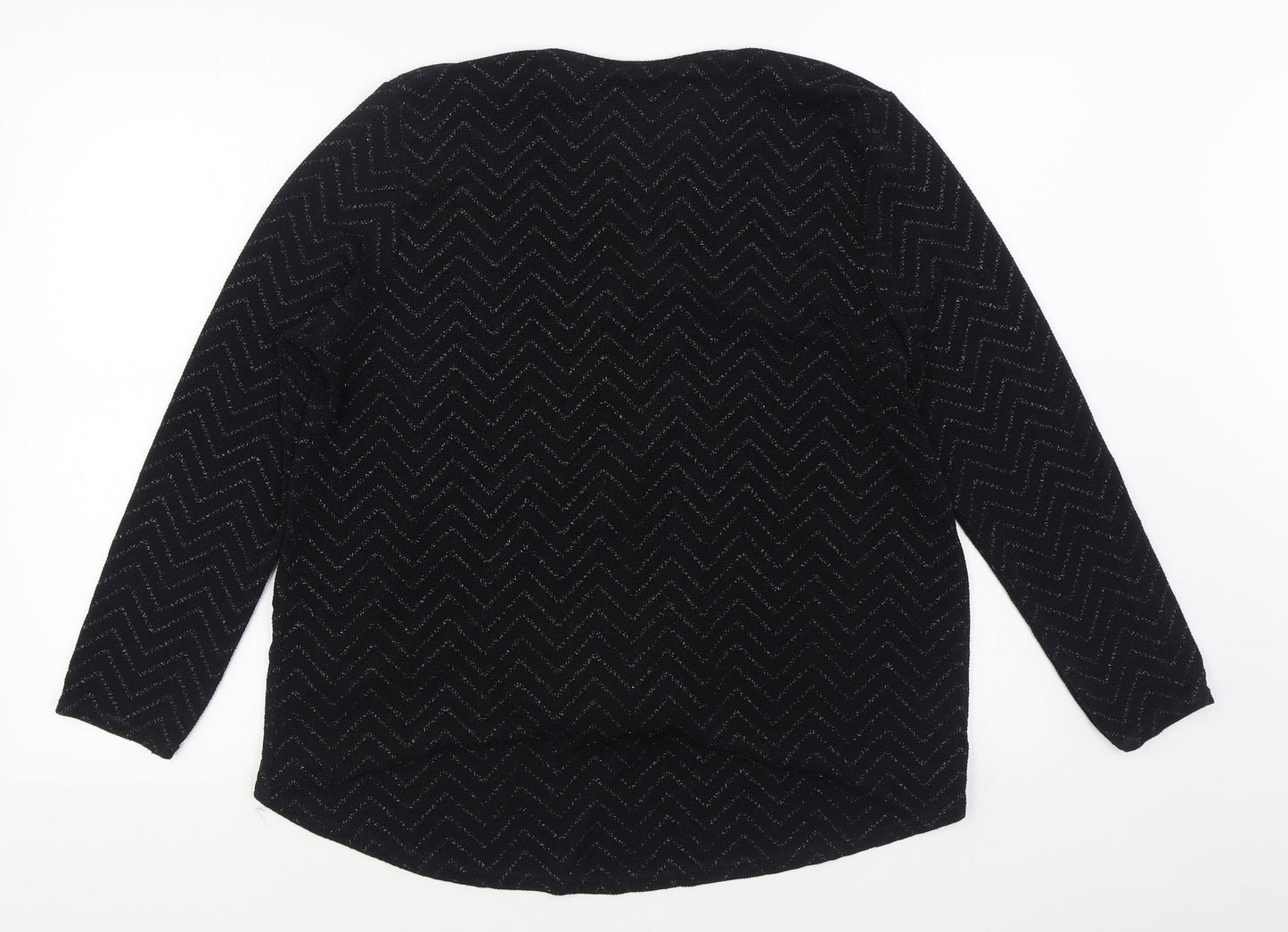 Quiz Womens Black  Nylon Basic Blouse Size 14 V-Neck