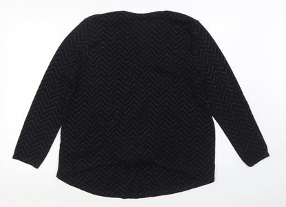 Quiz Womens Black  Nylon Basic Blouse Size 14 V-Neck