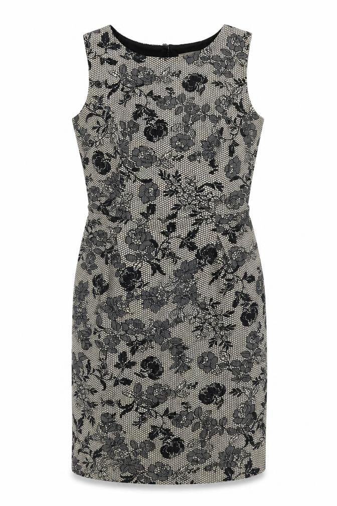 Dorothy Perkins Womens Black Geometric Polyester Sheath  Size 12  Boat Neck Button
