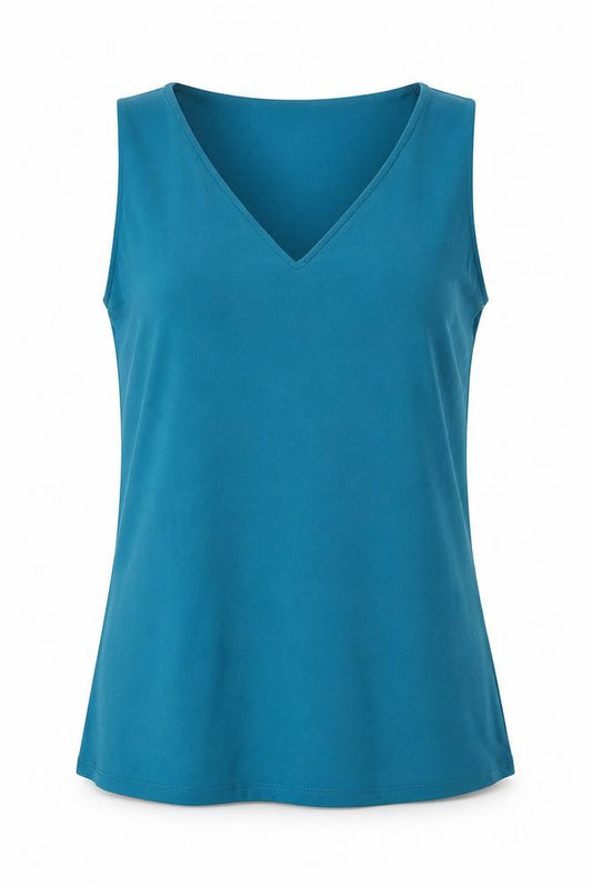 Antthony Womens Blue  Nylon Basic Tank Size S V-Neck