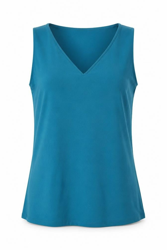 Antthony Womens Blue  Nylon Basic Tank Size S V-Neck