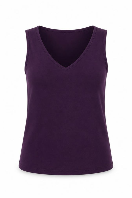Antthony Womens Purple  Polyester Basic Tank Size S V-Neck