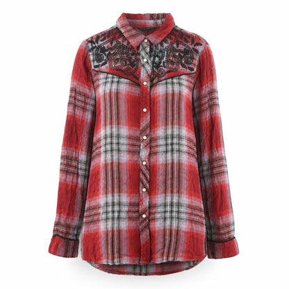 River Island Womens Red Plaid Viscose Basic Button-Up Size 6 Collared