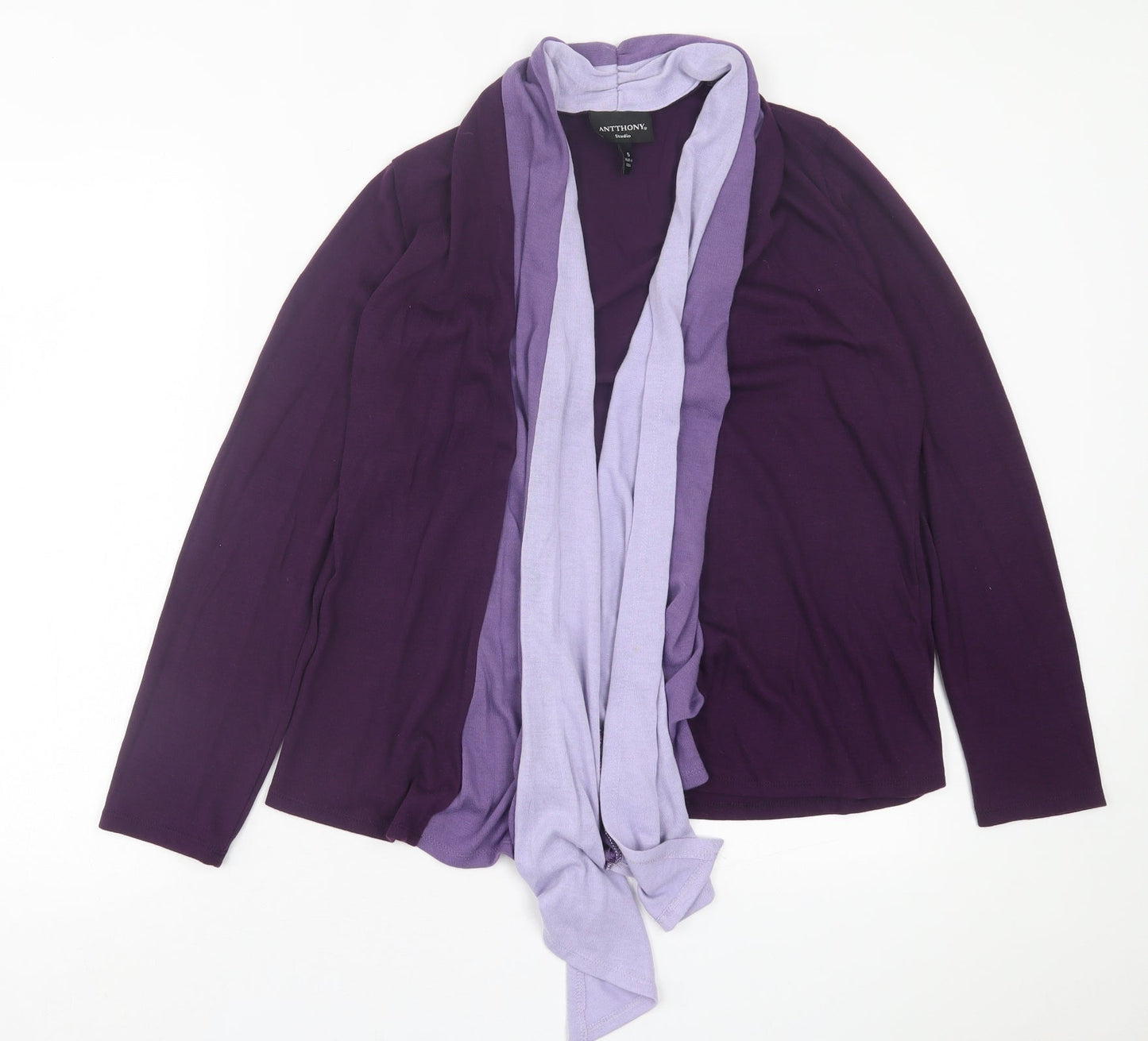 Antthony Womens Purple V-Neck  Polyester Cardigan Jumper Size S